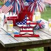 Independence Day Wooden Table Sign, Patriotic Statue of Liberty Gnome Star Freedom Decor, Table Centerpiece for Holiday Party, Fourth of