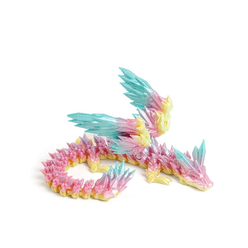 Creative 3D Printed Dragon Ornaments Flexible Articulated Gradient Color Dragon Crafts Children'S Toy Sets Gifts Desktop Decoration