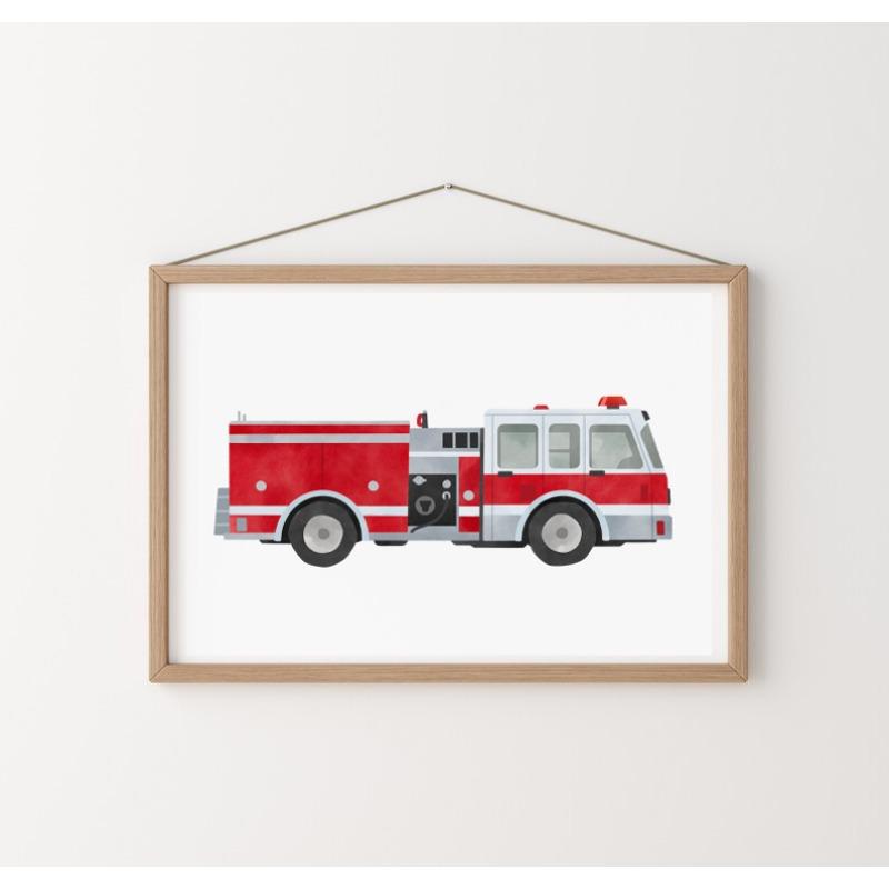 Watercolor Construction Vehicle Transportation Tractor Bulldozer Poster Wall Art Pictures Canvas Painting Nursery Home Decor