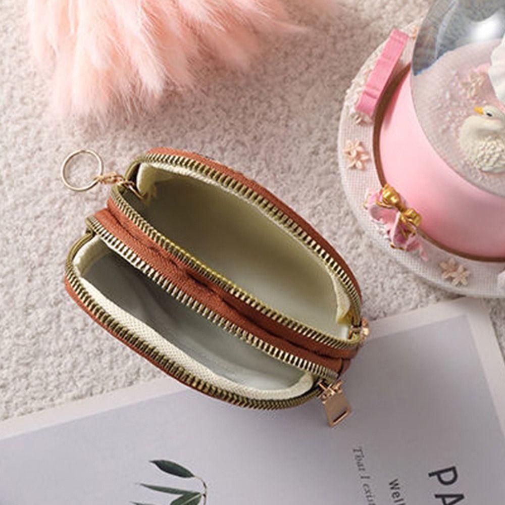 Layers Zipper with Key Chain Mini Houndstooth Wallet Women Coin Purse Card Holders Leather Bag