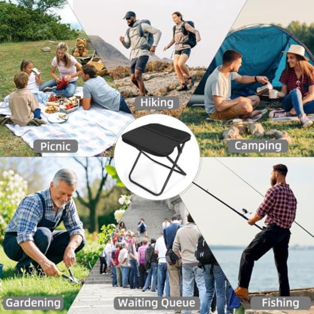 Tragbarer Klappstuhl, Leichtes Eisenlegierungsgestell, Faltbare Outdoor-Camping-Picknickbank, Inklusive Handtasche, Ideal zum Angeln
