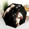 Dog on Black Background  pattern, automatic folding umbrella, portable and foldable design, 8 ribs, a Christmas or birthday gift.