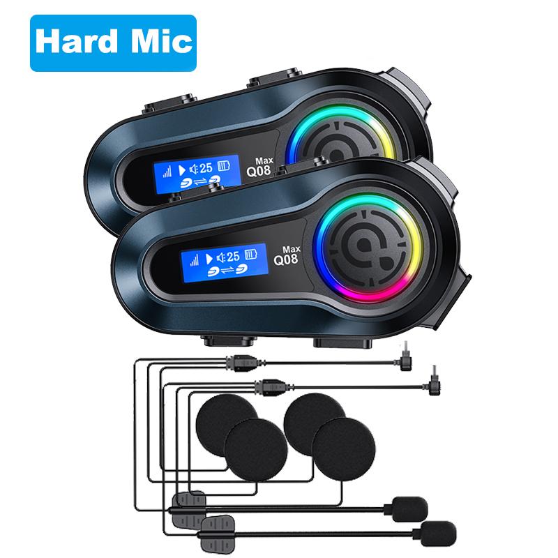 Q08 Max Motorcycle Helmet Bluetooth Intercom Summer LCD HD Digital Display Music Sharing Intercom Distance 500 Meters Waterproof