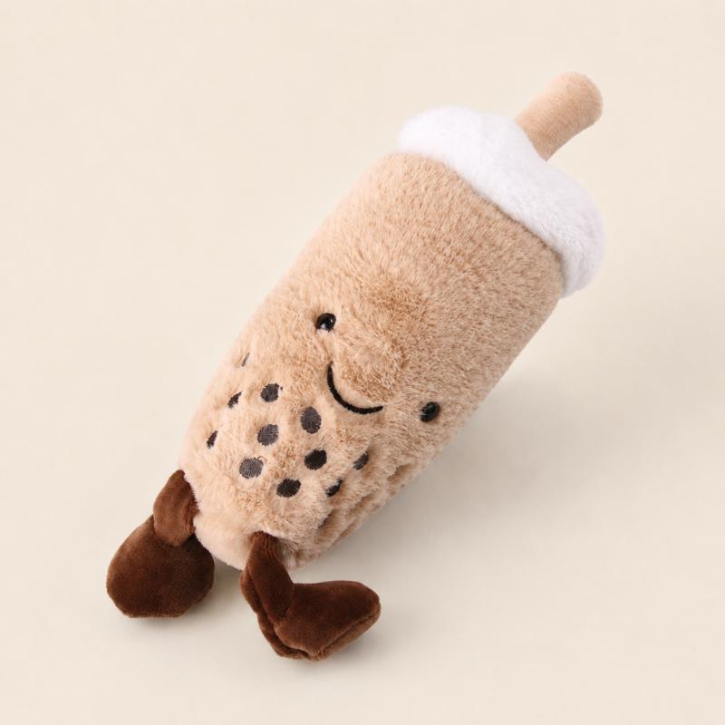 Peluche Giocattolo per Animali Domestici Forma Tazza Tè al Latte Morbido Peluche Corto Cane e Gatto Giocattolo da Masticare Compagno Imbottito Resistente al Morso Gioco Indoor Accessorio per Animali Domestici