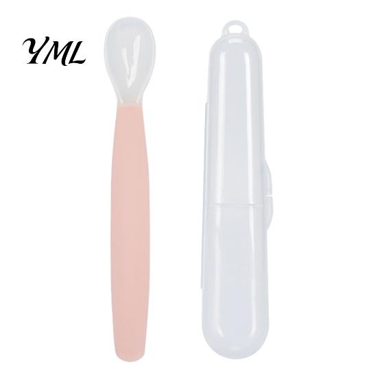 Portable Feeding Set for Travel Silicone Baby Spoon, Soft Non Slip Training Utensil, Easy Cleaning Complementary Spoon Infants And Toddlers