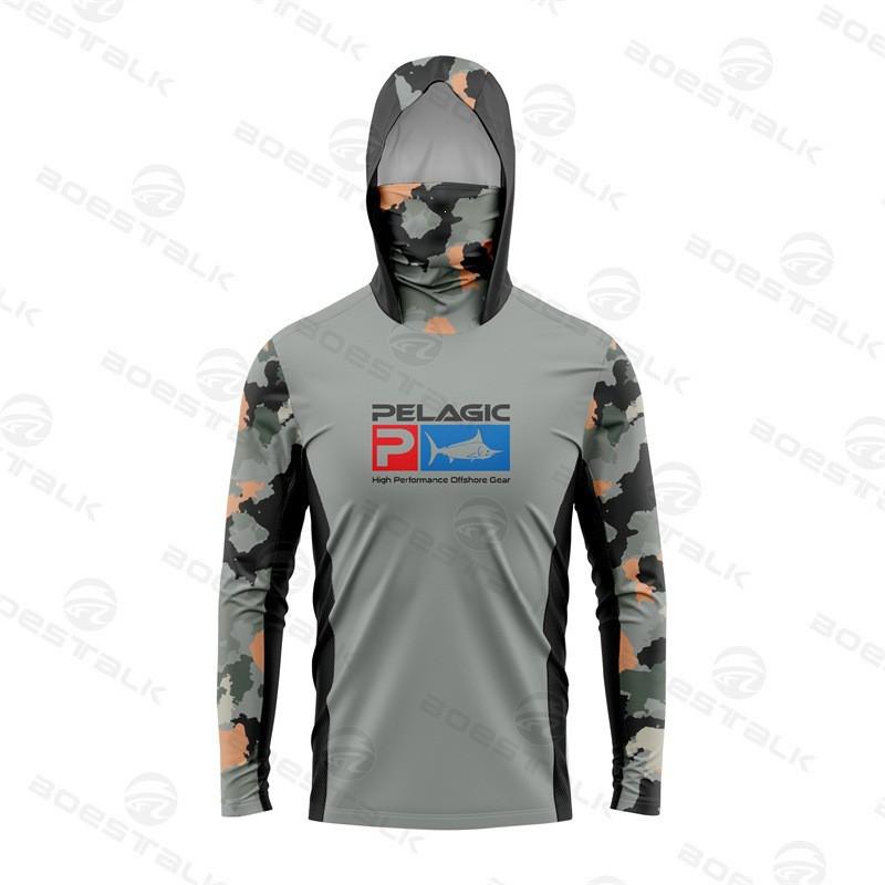 Mens Lightweight Quick-Dry Fishing Hoodie With Neck Cover UV Protection Long Sleeve Outdoor Angling Fall