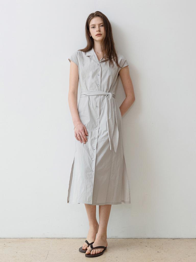 Aeskoneo Clean Line Modern Shirt Dress Light Gray At6Opb031Le