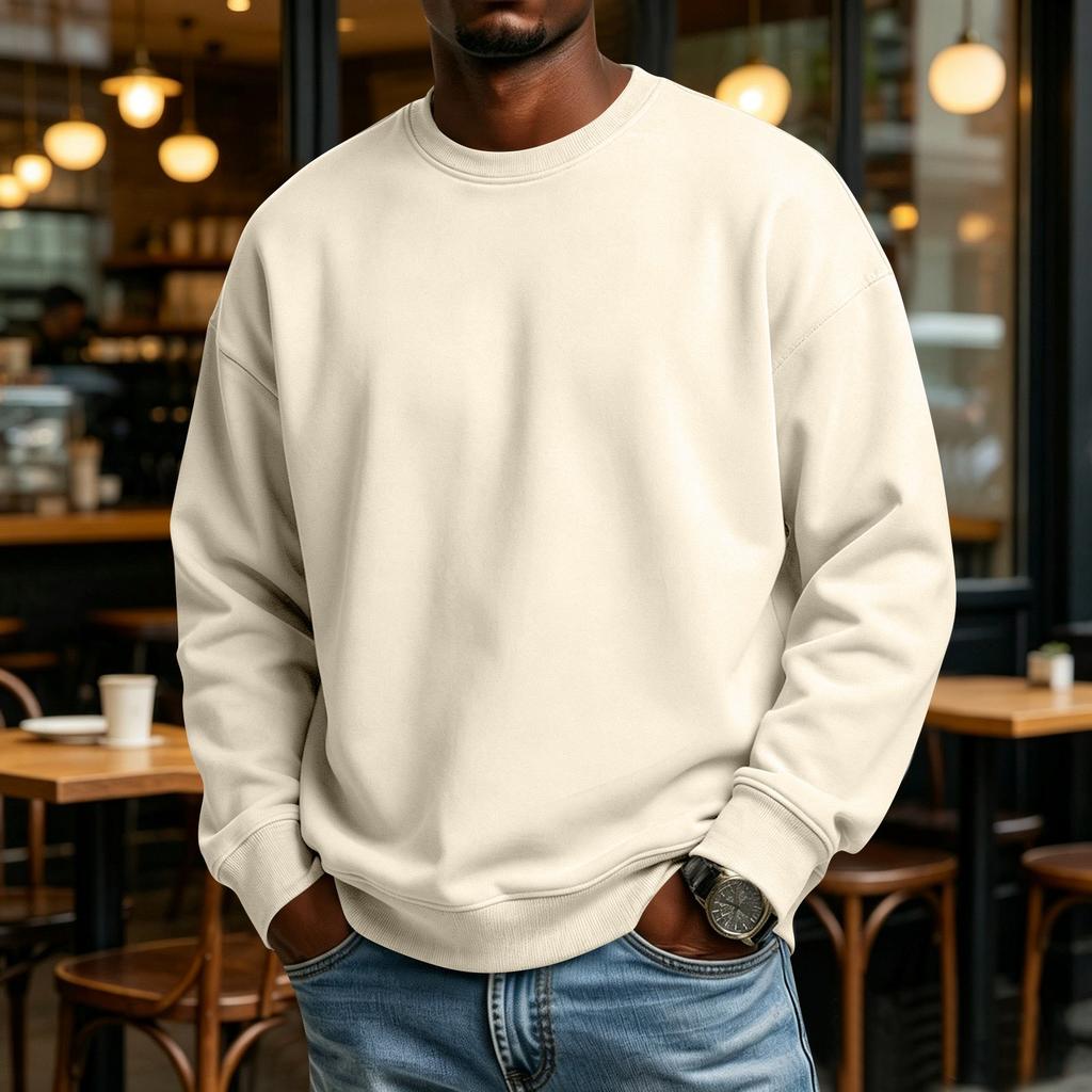 Men's Casual Long Sleeve Lined Sweatshirt for Outdoor Sports and Everyday Wear