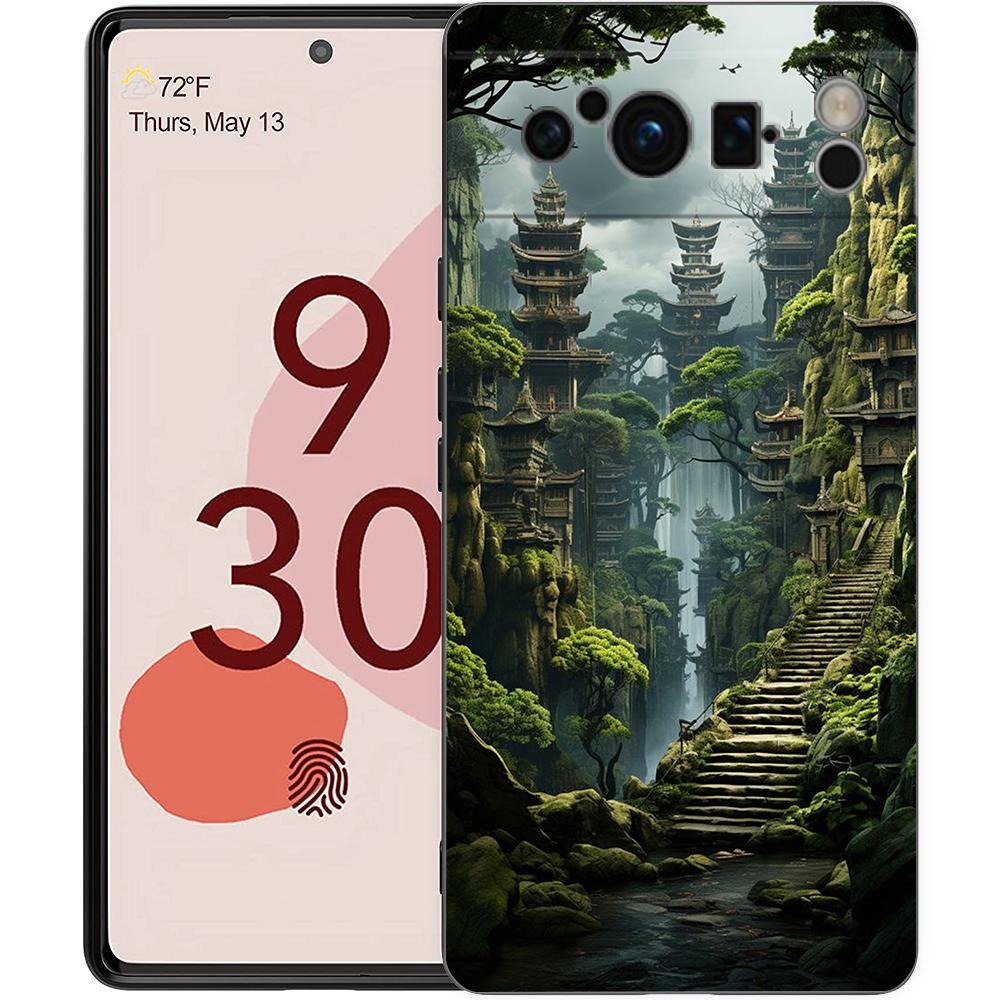Handyhülle Für Google Pixel 8 7 6 Pro 8A 7A 6A TPU Hülle Weiches Silikon Stoßfest Schwarze Abdeckung Landschaftskunst