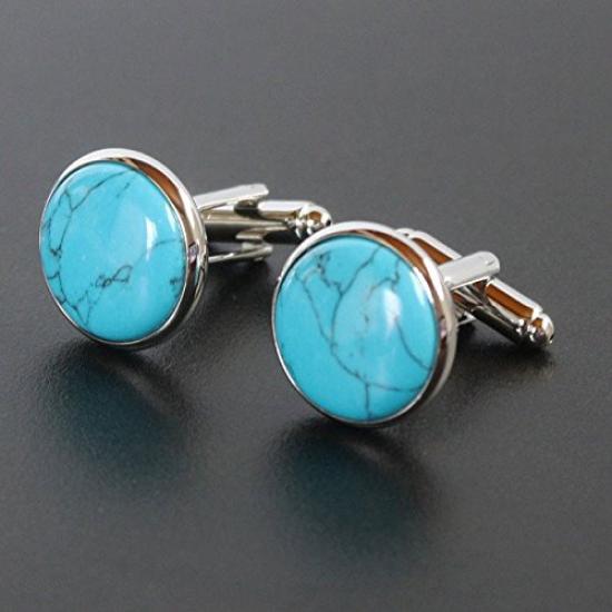 Kamakura Cufflinks Workshop Round Turquoise Cufflinks cf1740