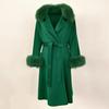 Woman Trend 2024 Autumn Winter 100% Double-sided Wool Coat Ladies Real Fox Fur Collar Detachable Long Coat