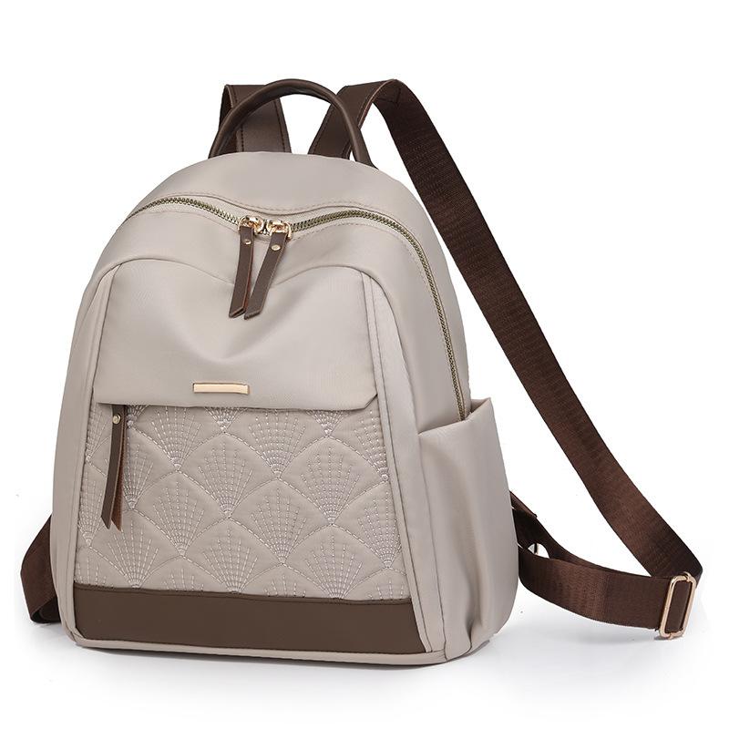 Large-capacity Diamond-pattern Embroidery Backpack, Vintage Student Bag, Shoulder Bag, Water-resistant Bag