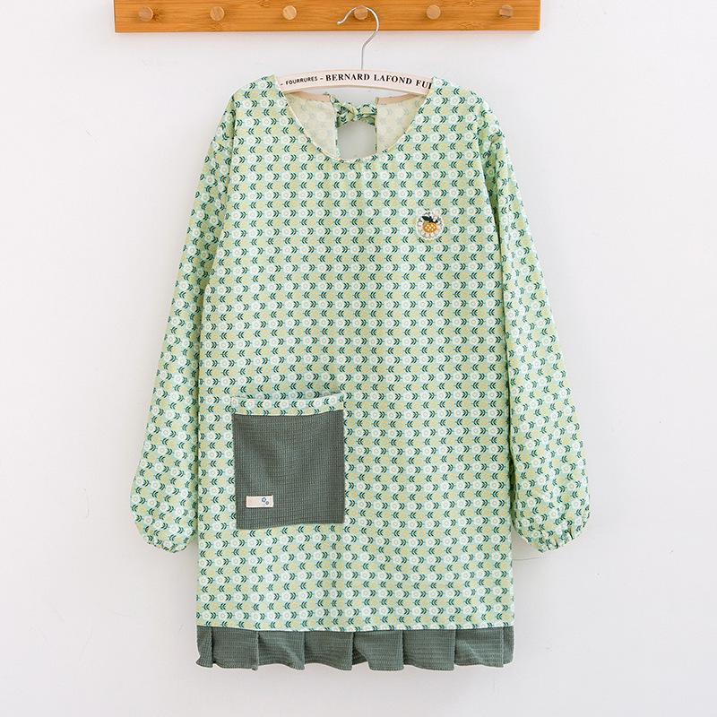 2023 Women's Long Sleeve Printed Kitchen Apron - Oil-Proof Fashion Smock for Cooking