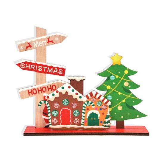 Easy Assembly Xmas Crafts Wooden Christmas Ornaments, Tabletop Decoration with Santa Claus Snowman Elk Reusable Festive Home Decor Designs for Holiday