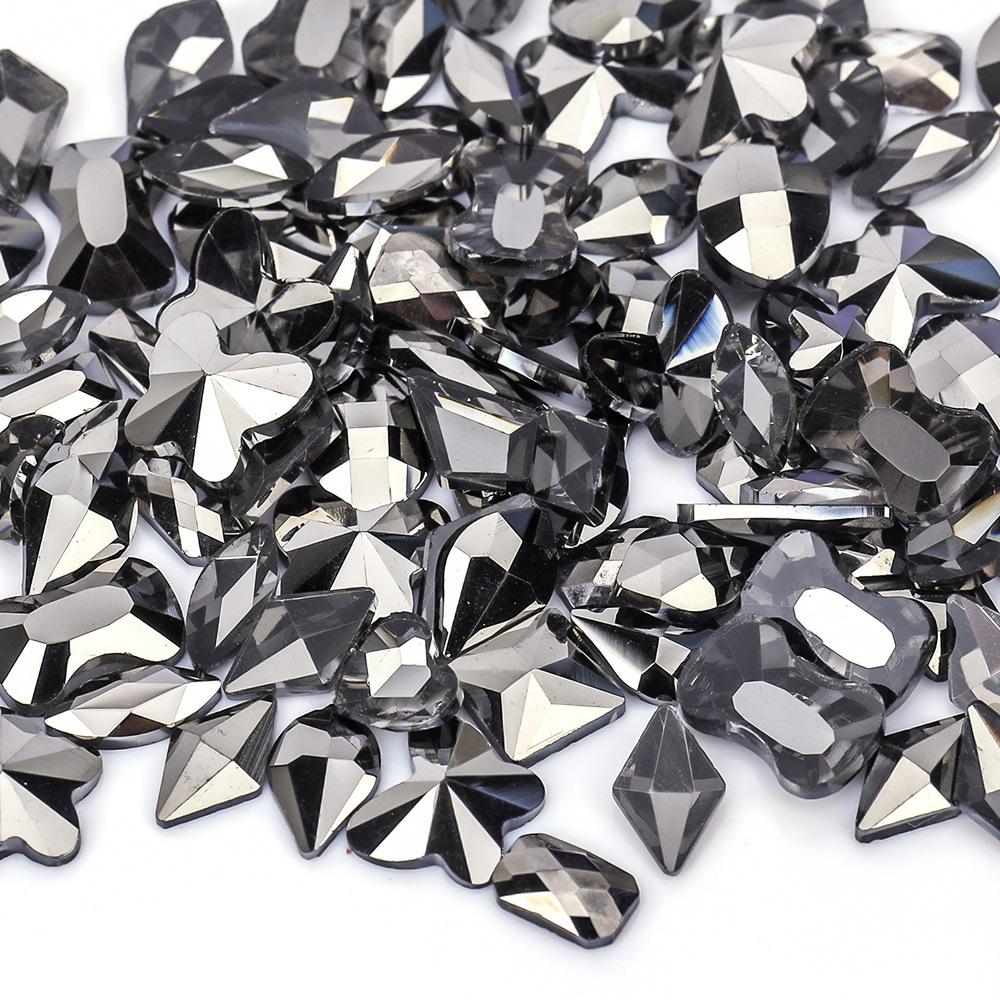 Mixed Nail Art Accessories Size Aurora Champagne Stained Glass Flat Bottom Special-Shaped Diamond Diy Nail Accessories