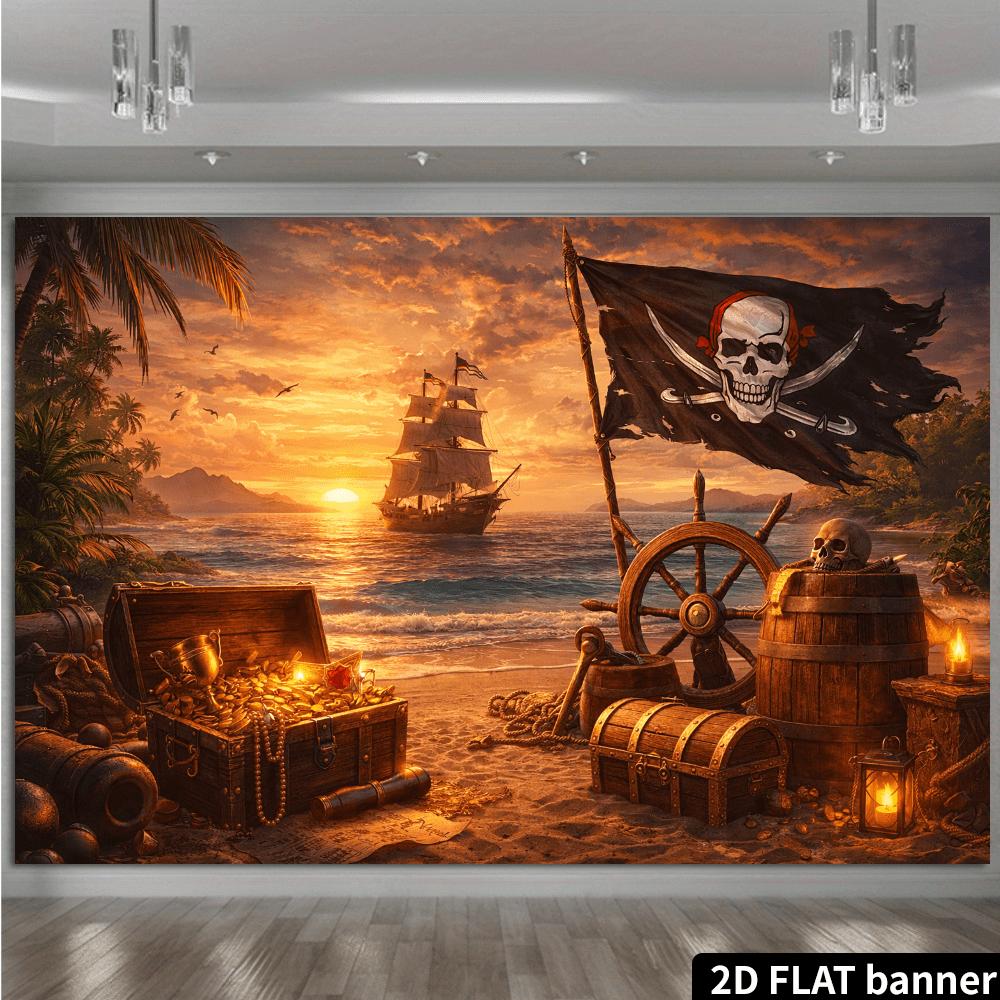 The Caribbean island background material is durable and reusable, and is suitable for birthday parties and festival celebrations