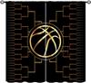 Rustic Basketball Curtain Vintage Texture Traditional Sport Print Window Curtains Kids Boys Teens With Rod Pocket Polyester