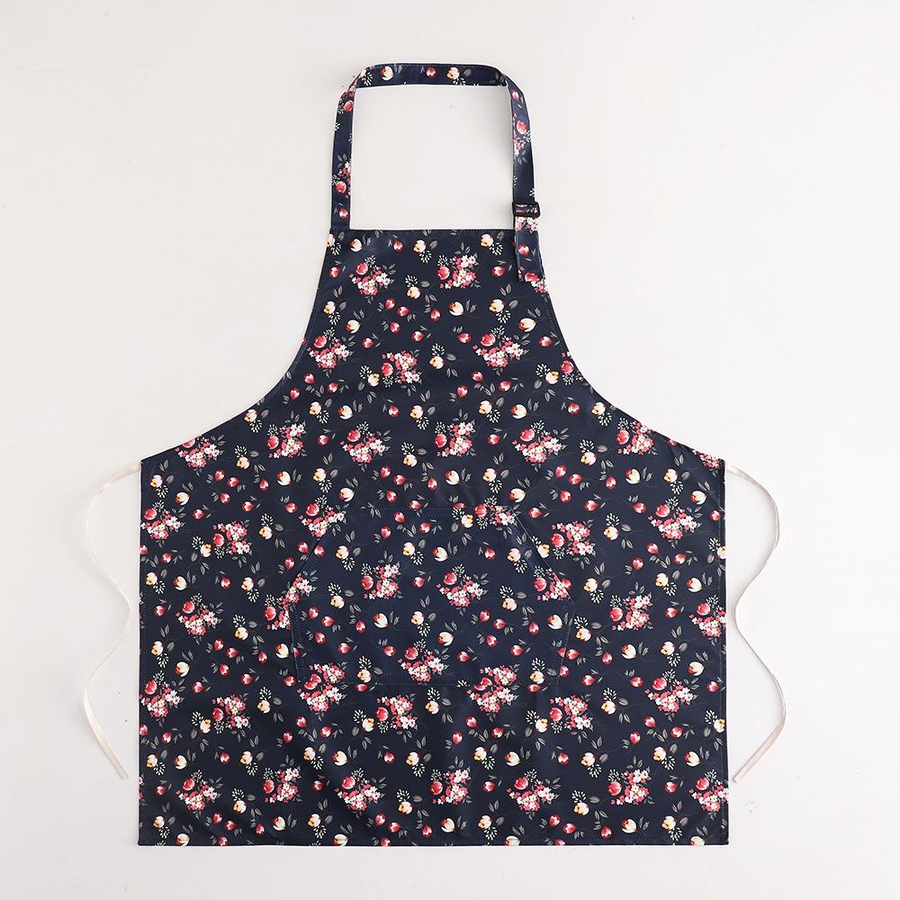 

Oil Resistant Waterproof Apron Stain Resistant Cooking Apron Portable Floral Printed Apron BBQ Style 1