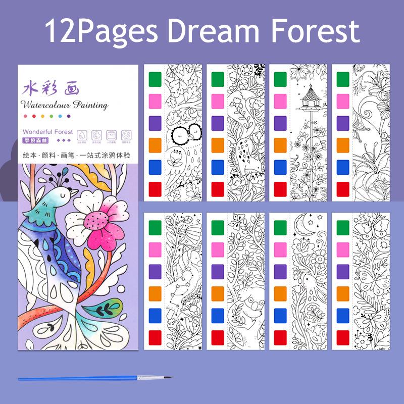 12/20 Premium-Quality Sheets First-Class Portable Superior-Grade Coloring Premium-Quality Book Superior-Grade Children High-Standard Watercolor