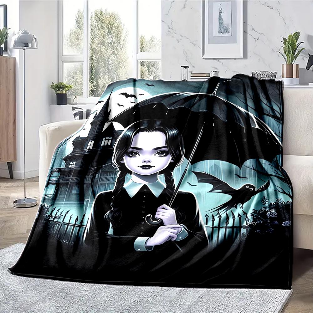 Wednesday Theme Printed Blanket - Perfect for Couch, Bed, Travel & Outdoor Use | Machine Washable, Cozy & Durable.