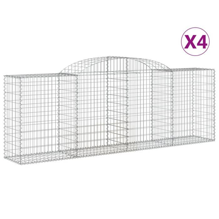 VidaXL Paniers à gabions arqués 4 pcs 300x50x100/120 cm fer galvanisé, gabion, cage de gabion, panier de mur de gabion, mur 3146703