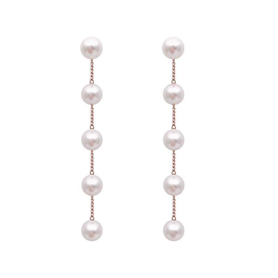 Ins Influencer Long Pearl Chain Drop Earrings for Women, High-End Style Jewelry