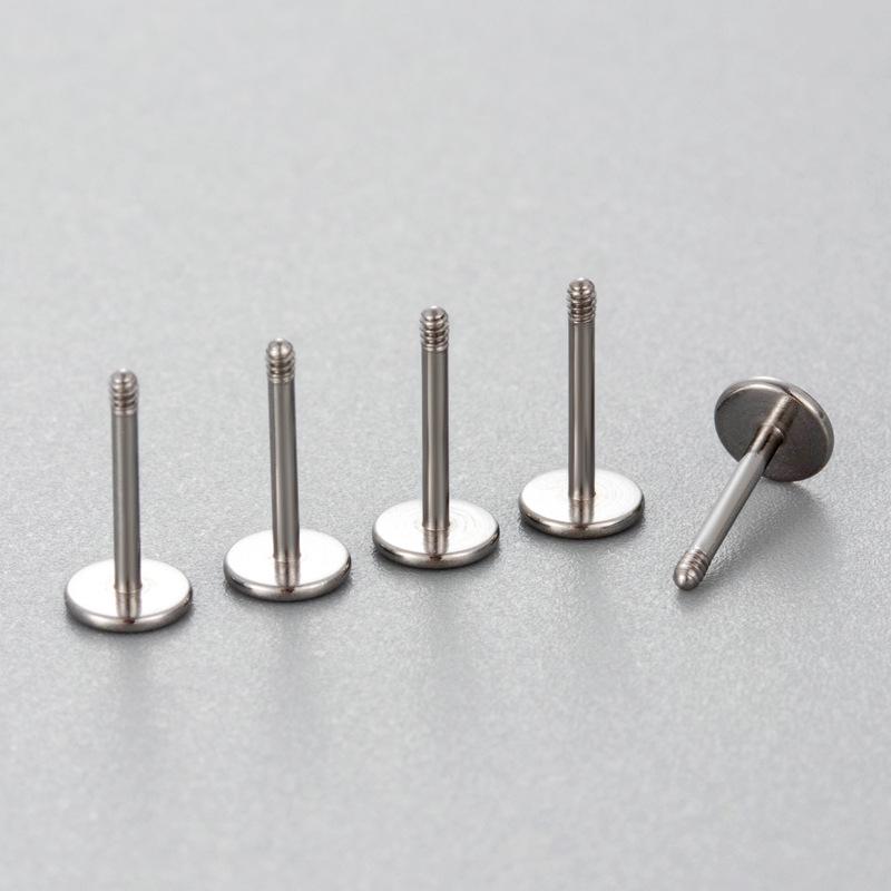 Henson Titanium Steel Ear Cartilage Studs - T-Shaped Screw with Flat Bottom, 0.8/1.2MM Thickness, 6MM Length.