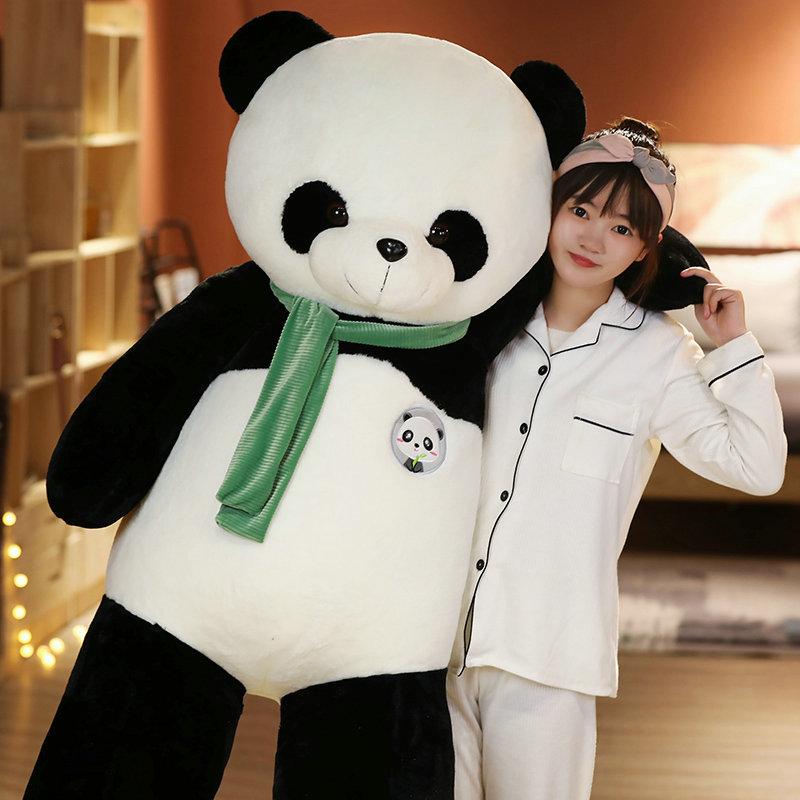80-120 cm Orso Adorabile con Sciarpa Animale Gigante Tesoro Panda Peluche Giocattoli Morbidi Ripieni Bambole Cuscino Regalo per Bambini