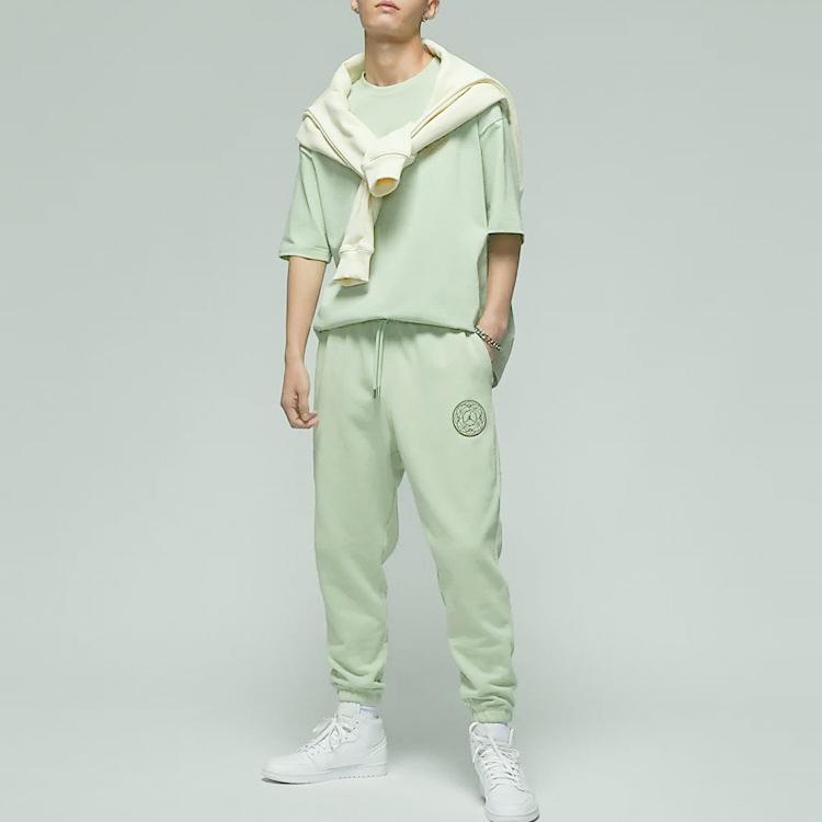 Jordan CNY Series Knit Fleece-Lined Loose Mid-Waist Drawstring Joggers Men Bottoms Green FB1454-343