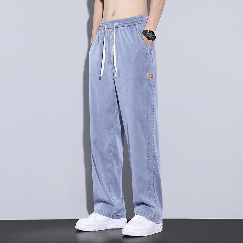 

JYL Men s Tencel Jeans Summer Thin Loose Straight Cool Casual Wide-Leg Denim 4XL безодня
