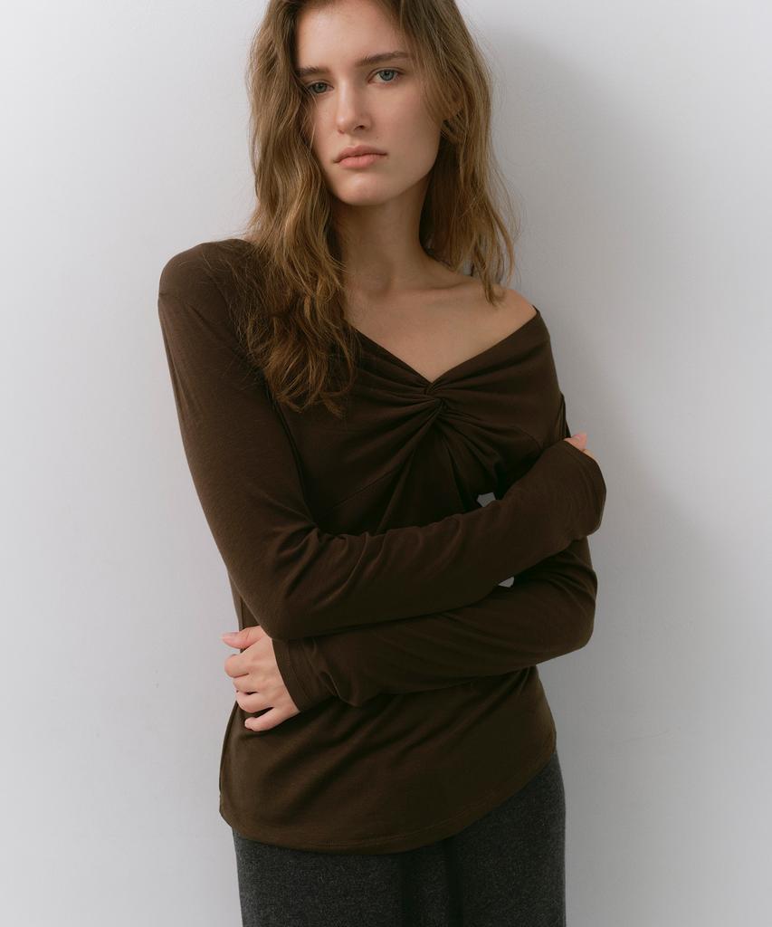 CACELE Soft Twist Long Sleeve T-Shirt, Brown