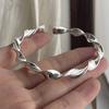 100% Solid 925 Silver Retro Bracelet for Women Men Vintage Handmade Twist Bracelet Birthday Gift