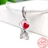 Real 100% 925 Sterling Silver Colorful Rainbow Pendant & Dream Catcher Heart Charm Fit Fashion 3mm Bracelet Romantic Gift