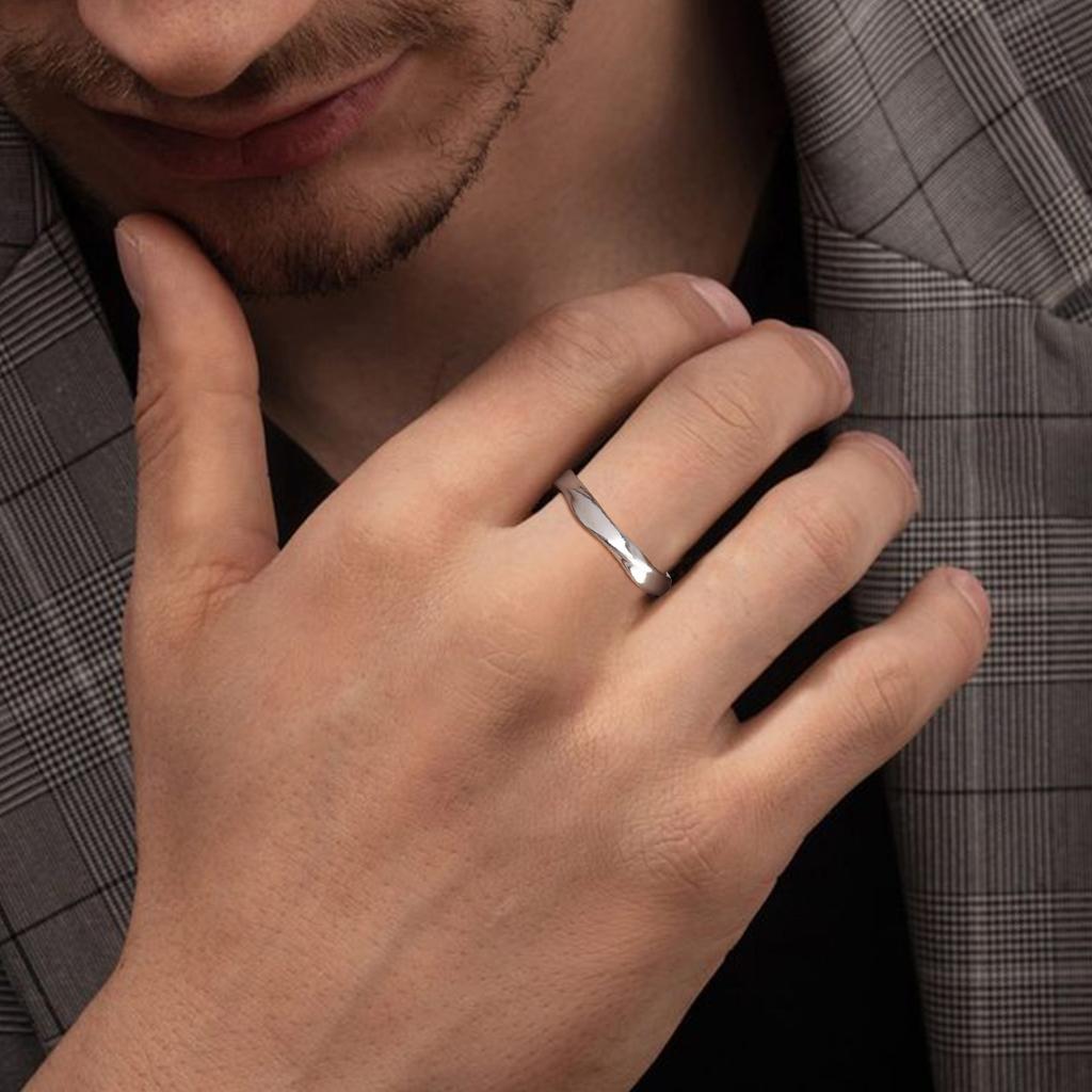 Mens Simple Mobius Twist Rings,Minimalist Opening Metal Wedding Ring,Thin Classic Polished Pinky Ring,Unisex Jewelry Gift
