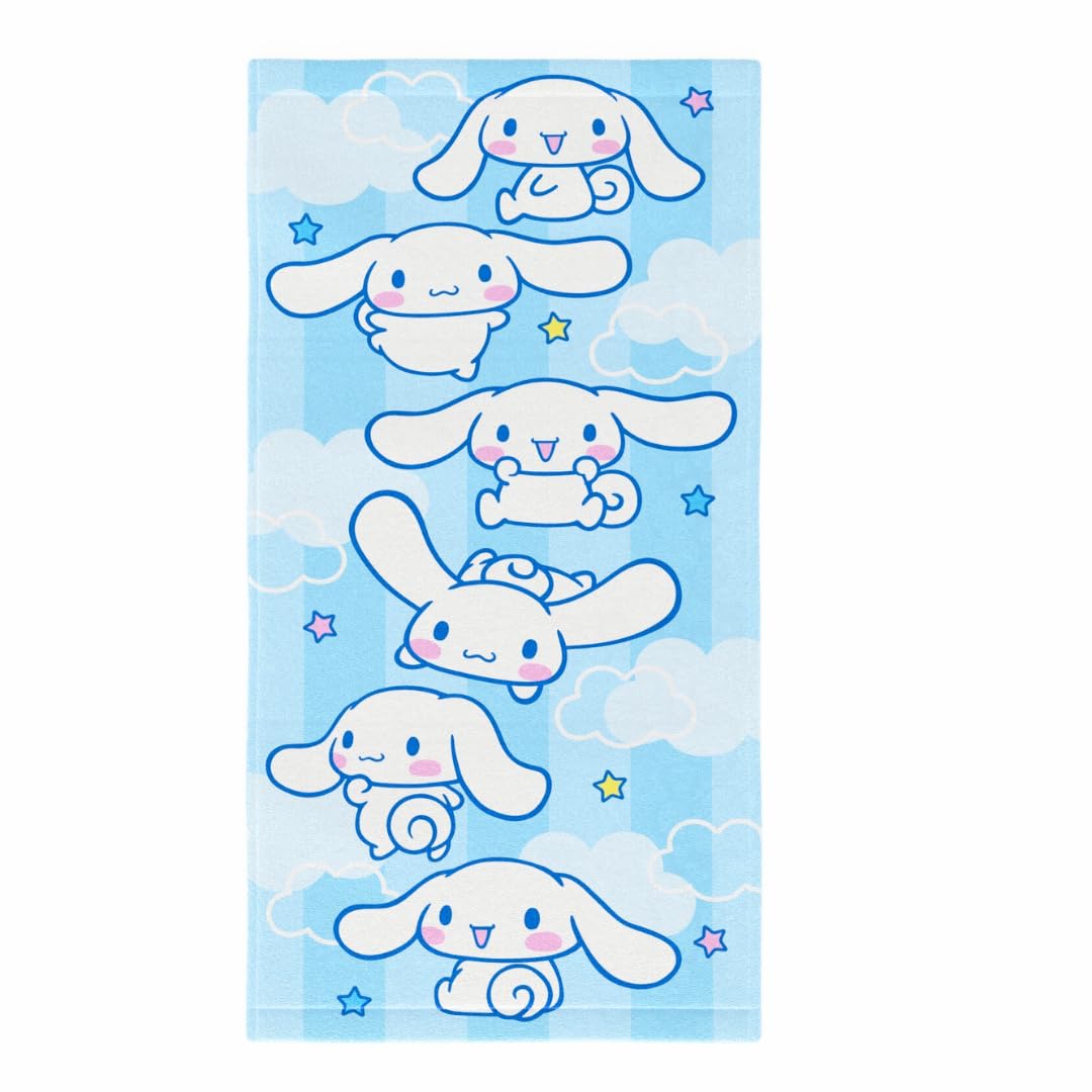 

Cinnamoroll Super Soft Cotton Beach Towel Cute Cartoon Printed Bath Towel for Pool Beach Bathroom W40*H60(CM)