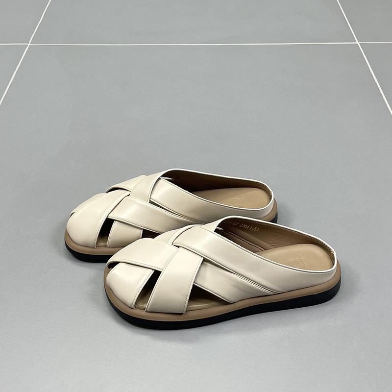 

Baotou slippers women s 2025 summer new thick-bottomed retro versatile woven temperament versatile lazy casual cool slippers 35