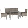 VidaXL Garden Lounge Set 4 Pcs with Cushions Grey Wicker, Outdoor Lounge Set, Furniture Set 319505