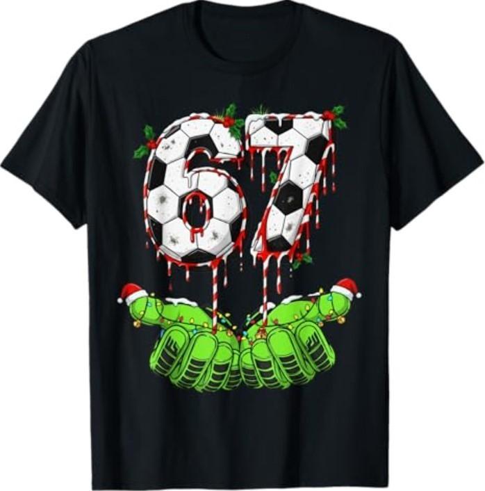 Soccer 67 Six Seven Funny Gen Alpha Meme Drip Christmas T-Shirt Unisex T-Shirt S