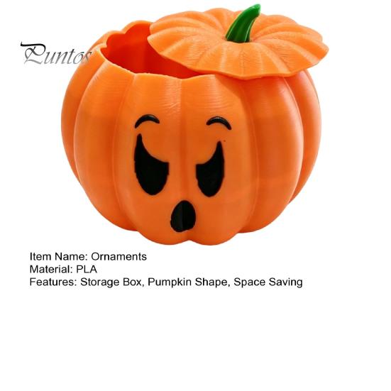 Unique Halloween Party Favors 3D Printed Devil Pumpkin Storage Box with Lid, Funny Ghost Face Handmade Figurine Decoration, Desktop Organizer