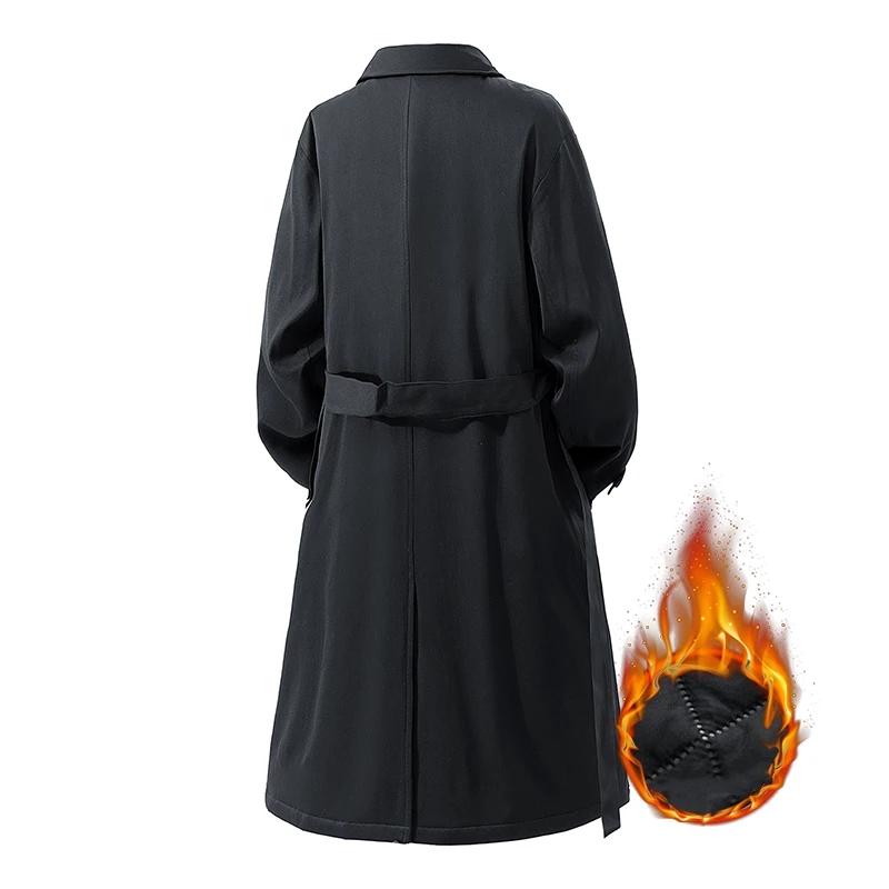 2026 Autumn Men Cotton Padded Trench Coat Men Streetwear Windbreaker Handsome Retro Trenchcoat Men Thick Business Loose Overcoat