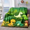 2026 New Arrivals 1pc Soft Cozy Cartoon Dinosaur Flannel Blanket with Vibrant Green Plant Background Adorable Dinosaur Print for Youngsters, Perfect I