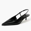 Fashion Black Soft Leather Ankle Strap Mid Heel 5cm Women Pumps Sexy Pointed Toe Heels for Ladies Elegant Party Office Designer Shoes