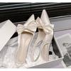 Ladies Sandals Pointed Bow Fashion Sexy Summer 2025 New Stiletto Sandals Plus Size High Heels Slippers Designer Dress Sandals
