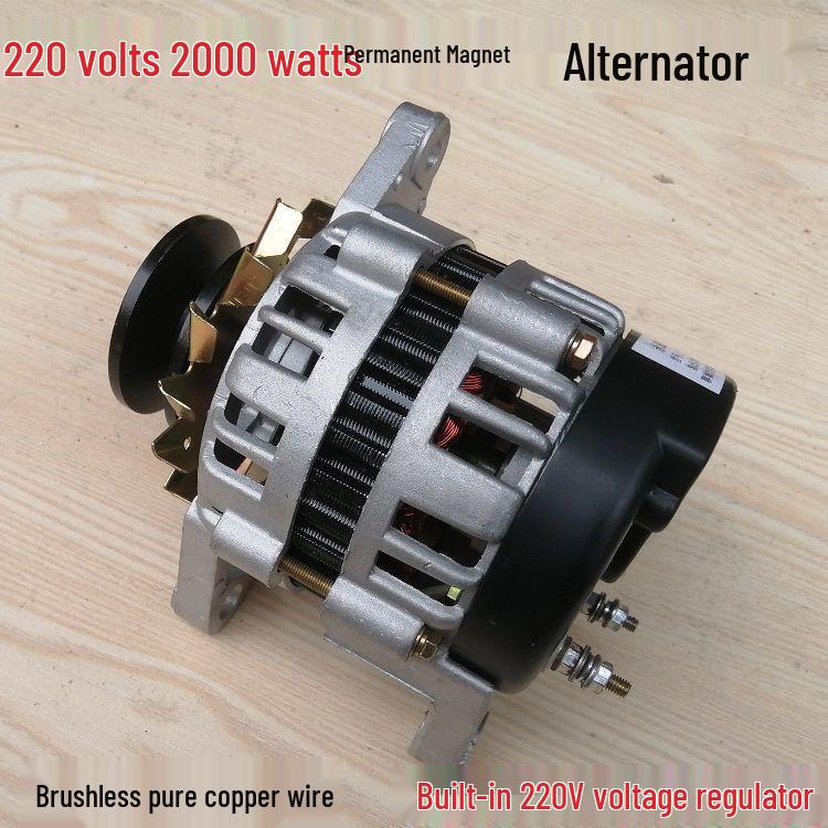Compact High-Power 2000W 220V Brushless AC Generator with Pulley