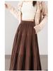 2025 Fall/Winter Layered Woolen Flare A-Line Skirt - Slimming, High-Waist, Long Design