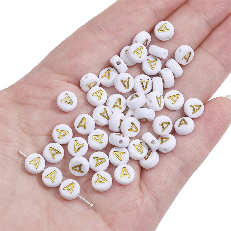 

50 шт. акриловые золотые бусины с английскими буквами, плоские круглые бусины с алфавитом для изготовления ювелирных изделий, сделай сам, браслет дружбы для пар, ожерелье A