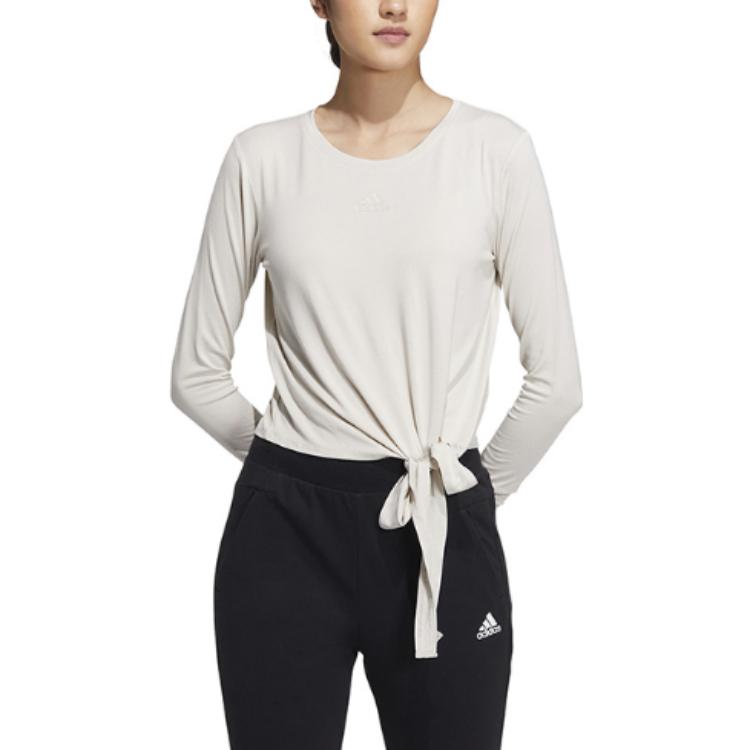 adidas Einfarbiges kurzes lässiges Sport-Langarm-T-Shirt Damenoberteile Weiß HR8397
