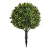 Artificial Topiary Ball with Lavender Flowers 16 Inches UV Resistant Faux