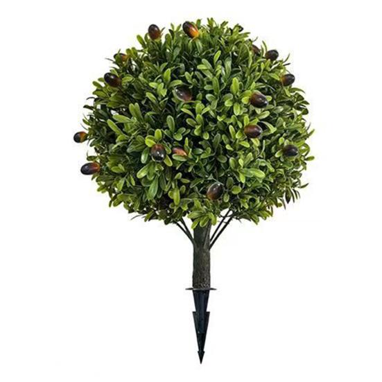 Artificial Topiary Ball with Lavender Flowers 16 Inches UV Resistant Faux