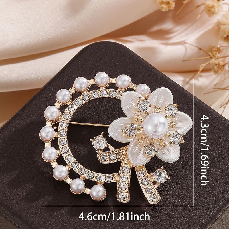 French Elegant Crystal Pearl Brooch Fashion Clothes Corsage Accessory For Women